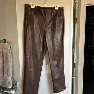 Brown Faux soft Leather Pants